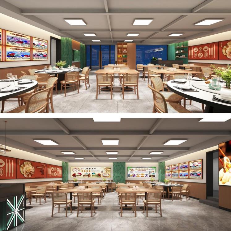 現(xiàn)代簡約風格餐飲店設計效果圖案例